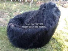 New Shaggy Lush black Soft Luxury Faux Fur Beanbag Bean Bag Lounge Chair 104cmD