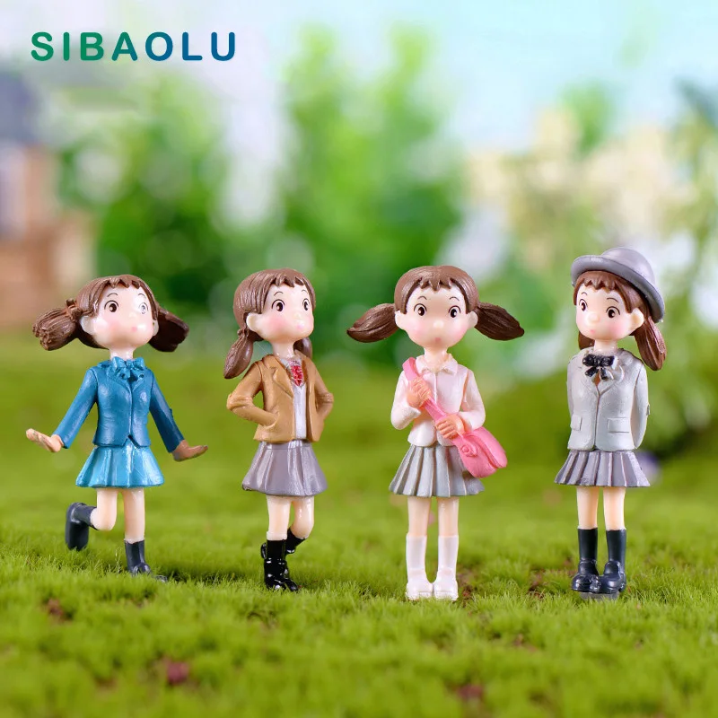 

Girl Mei School Miniature Figurine Neighbor Totoro decorative mini fairy garden decoration cartoon people statue cake ornament