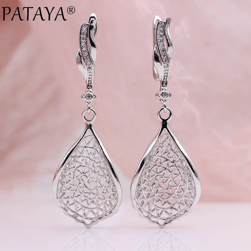 Женские серьги из циркония PATAYA модные длинные розового золота 585 пробы с
