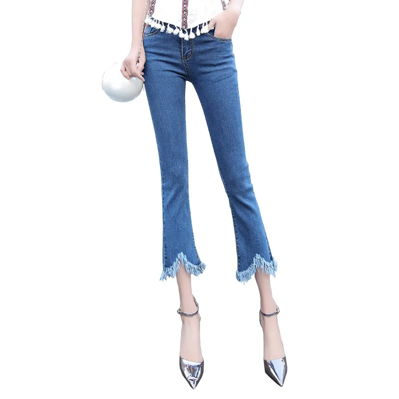 

2018 summer flared boyfriend for women jeans woman skiny jeans with high waist slim sexy denim pants femme Cheap wholesale