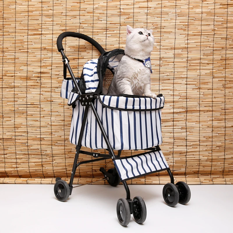 

Pet stroller dog cat light dog cat stroller shock absorber reversing cat car folding storage out