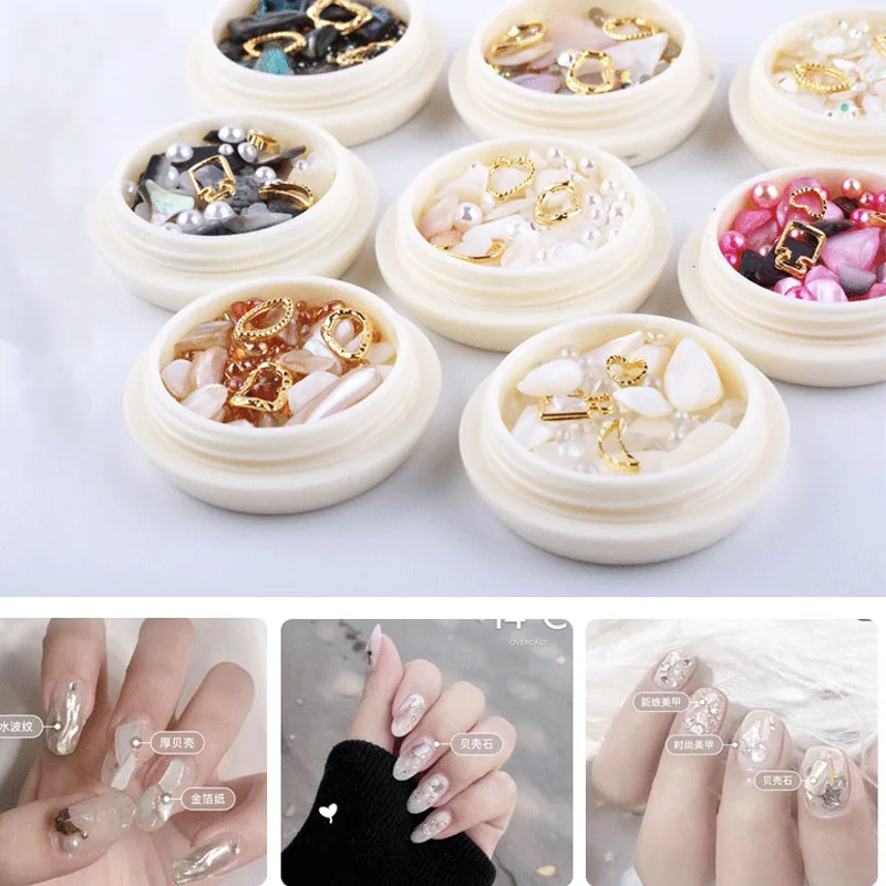 

Nail Art Decorations Abalone Shell Irregular Fragment 3D Charm Nail Rhinestones Slice DIY Nail Decals For UV Gel Pearl Nails