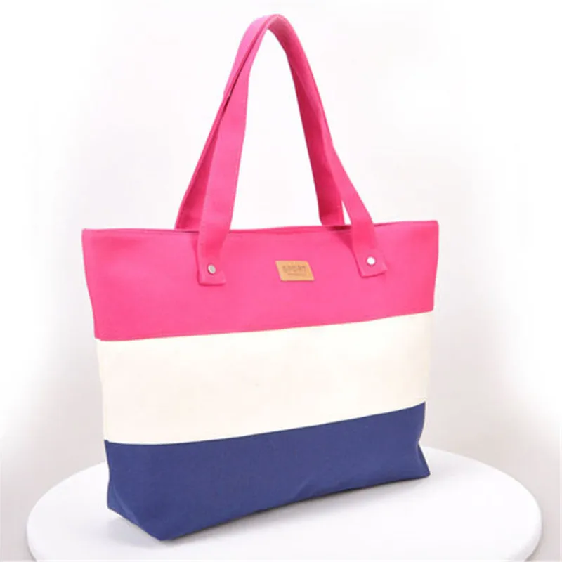 2017 New Mujer Summer Messenger Bag Beach Handbag Bags Brand Totes Women Ladies Stripes Canvas Shoulder Bag Drop Shipping N508 8