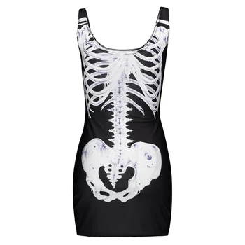 Gothic Skeleton Bodycon Mini Dress