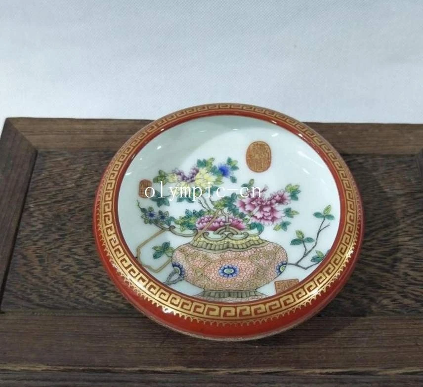 12CM chinese porcelain gilding enamels flowers vase design writing-brush washer | Дом и сад