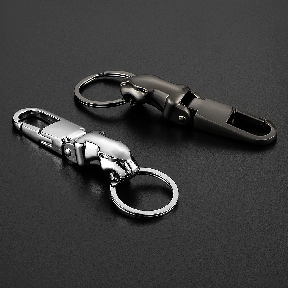 Zinc Alloy Auto Keychain Key Holder Keyring Fob Men Leopard Head Waist Hanging Charm Key Chain for Jaguar F Pace XJ XE XF