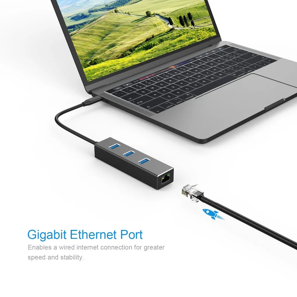 JZYuan USB C к Ethernet адаптер для MacBook Pro с Type 3 0 концентратор порта RJ45 гигабитная сетевая