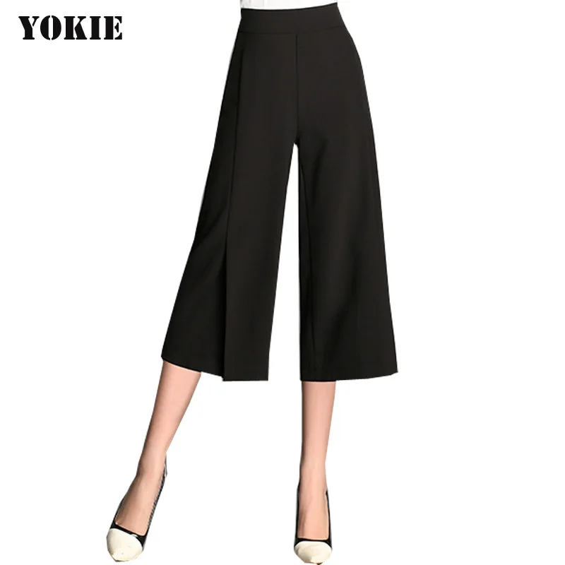 

2016 Summer style Women's wide leg pants Loose high waist Plus size L-5XL women pants Solid Trousers female office Formal work