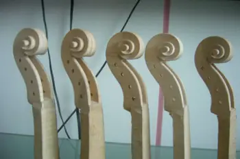 

5 pcs violin scrolls 4/4 flamed maple wood hand carved