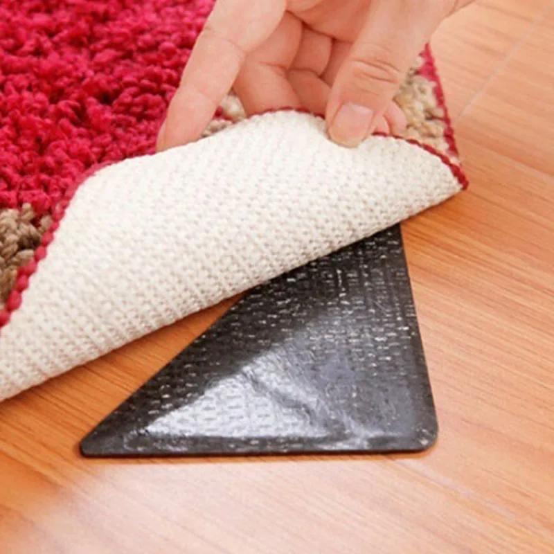 Eco-friendly Reusable Rug Grippers Pads Washable Silicone Non Slip Grip Corners Bathroom Kitchen Floor Carpet Mat Gripper 4 pcs