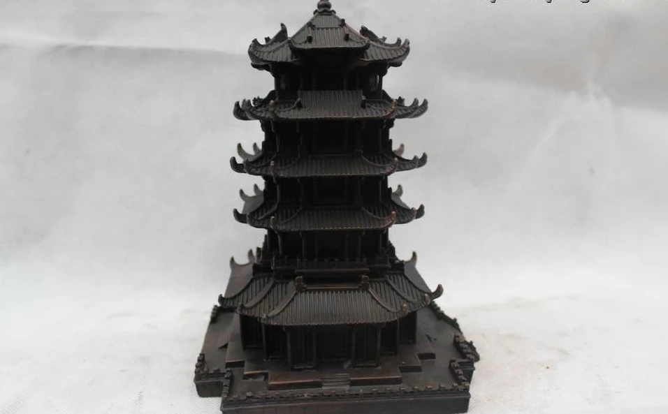 

9"Ancient Chinese Dynasty Buddhism Bronze Five Layers Stupa Pagoda Tower