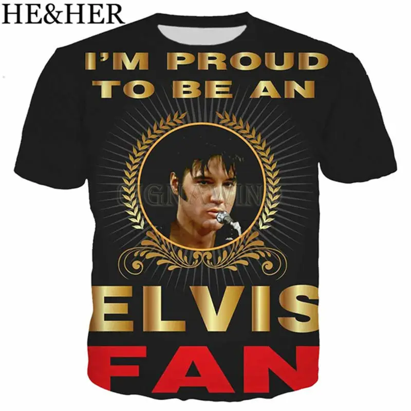Новая популярная мужская футболка ELVIS Presley с 3D принтом King of Rock модная крутая