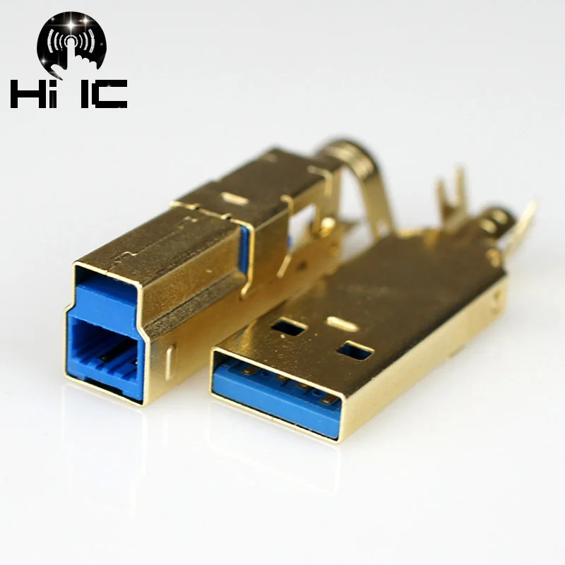 Gold plated USB A USB B Connector Jack Tail Sockect Connector Port Sockect For HiFi Audio Equipment Lysee Plug & Connectors Color: USB A with shell 