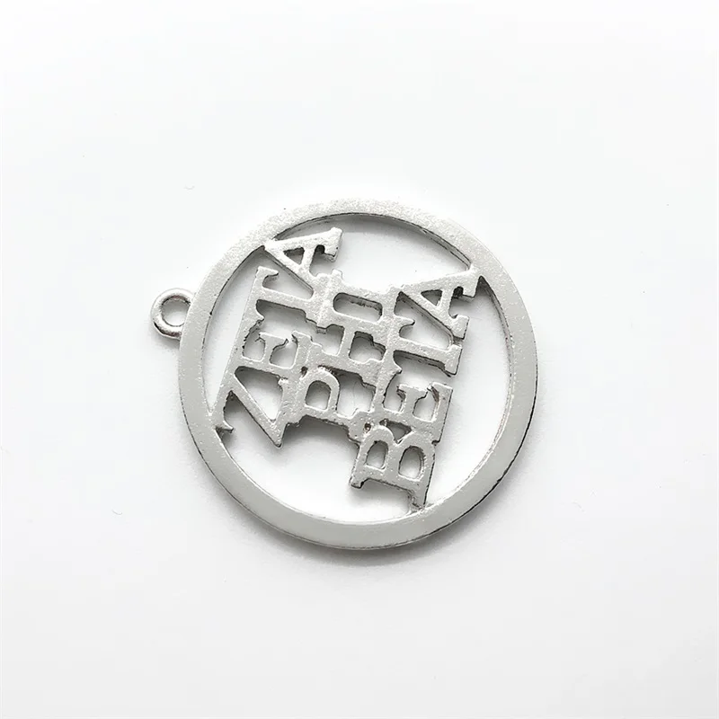 Personalized metal engraving Greek letter society ZPB sorority Jewelry charm ZETA PHI BETA Round pendant - Окраска металла: Родиевое покрытие