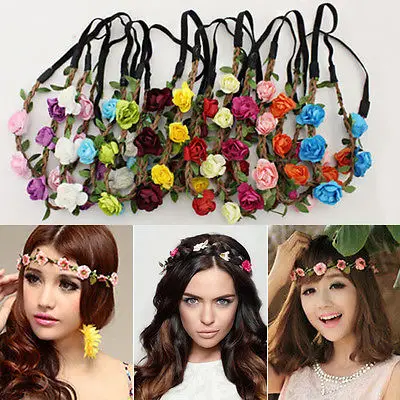 

Handmade Floral Crown Flower Headband Hair Garland Wedding Headpiece Headwear Flower