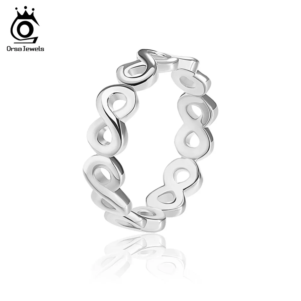 ORSA JEWELS Women's Rings Rose Gold Color/Silver Color Perfectly Polished 8 Shaped Rings Simple Elegant Fashion Jewelry AOR150