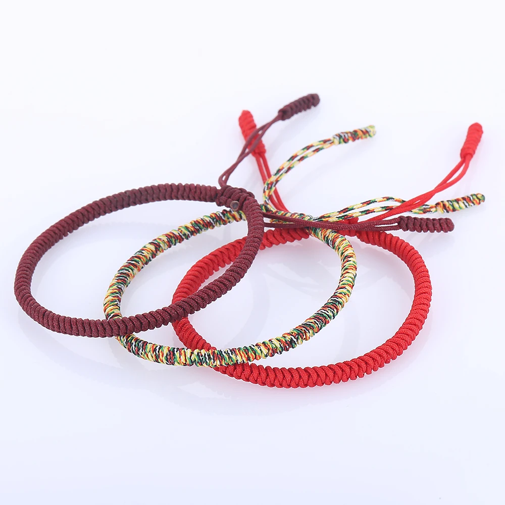 Ручная работа разноцветный браслет плетеные Тибетские буддийские браслеты узлов счастливая веревка Браслеты и регулирующийся размер, 1255