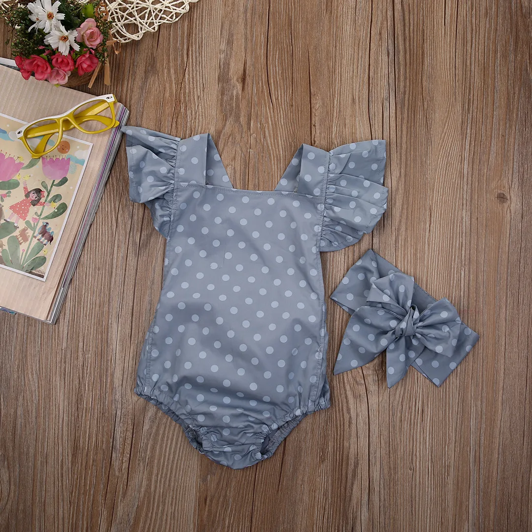 Лето ; Одежда для новорожденных девочек; комбинезон в горошек с открытой спиной; комбинезон; комплект пляжного костюма