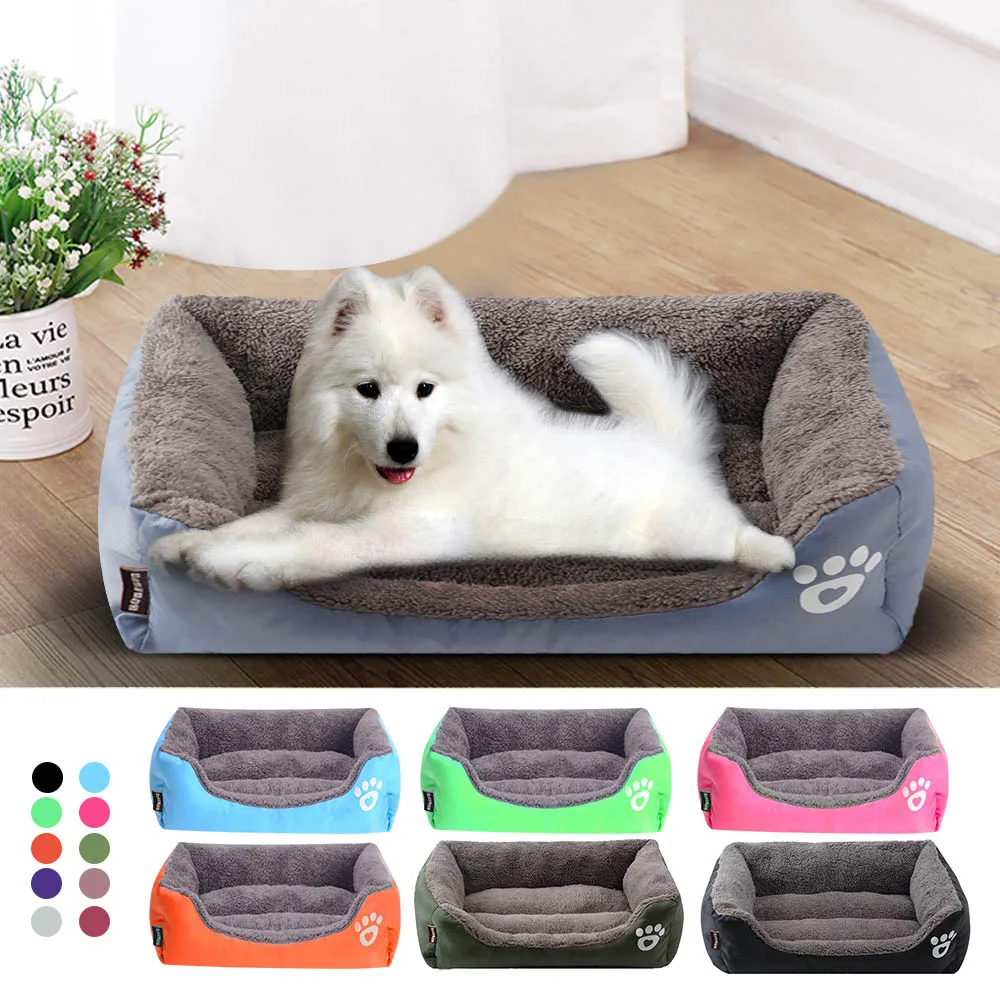 

S-3XL 10 Colors Paw Pet Sofa Dog Beds Waterproof Bottom Soft Fleece Warm Cat Bed House Dropshipping Cama Perro