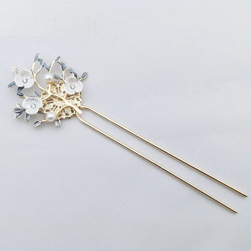 

10pcs 156mm*57mm Fashion Style Flowers Branch Pearl Hair Stick Alloy KC Gold Hairpin For Women Jewelry Decoration