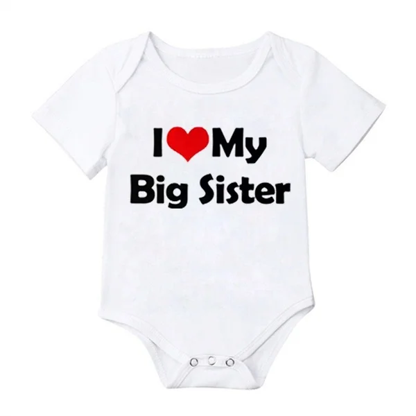 Летняя одежда детское боди с надписью I Love My Big Sister и короткими рукавами|Боди для