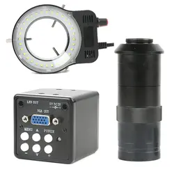 2.0MP VGA промышленный цифровой электронный видео микроскоп камера 100X зум C креплением объектива со светодио дный лампы кольцо DIY PCB пайки
