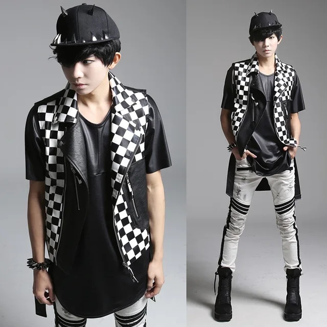 Buy mens punk vests 2016 Metrosexual new men Korean