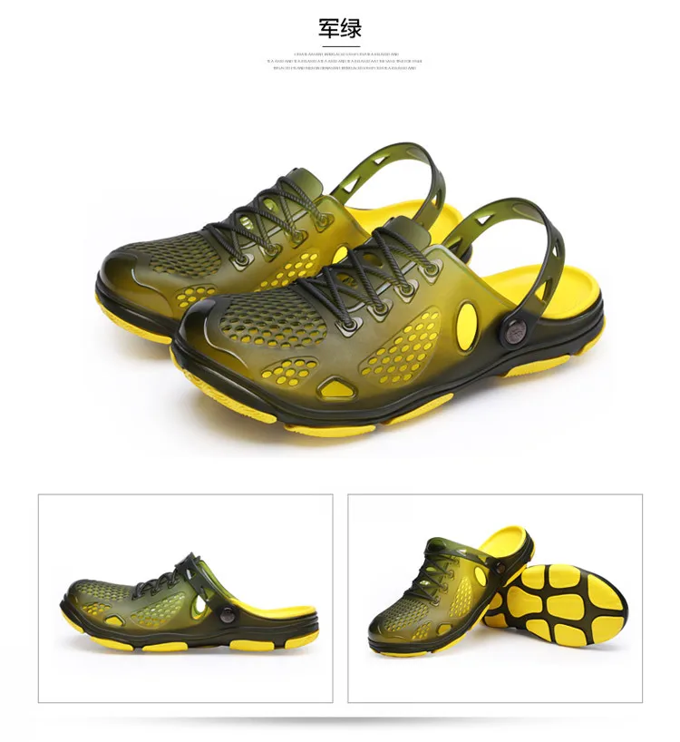 Г. Новая прозрачная обувь мужские пляжные сандалии тапочки с отверстиями мужские вьетнамки легкие сандалии уличная Летняя обувь сандалии