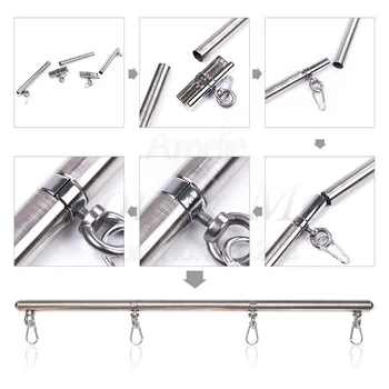 Stainless Steel Adjustable Spreader Bar Bondage Set Sex Slave Handcuffs Ankle Cuffs Fetish Restraints Dog Collar Sex Toys Bdsm 6