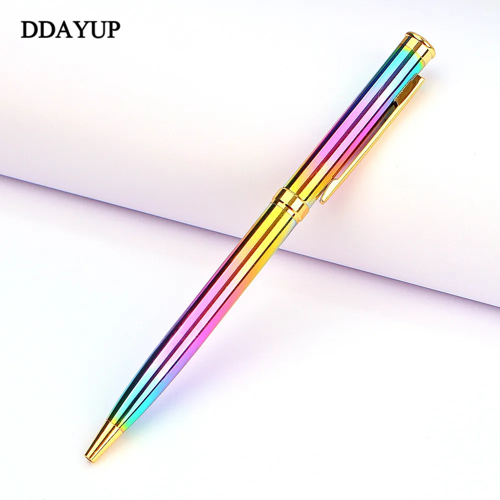 

Rainbow Colorful Pen Metal Ballpoint Pen Bullet 1.0mm Nib Refill Office Writing Pen Rollerball Pen