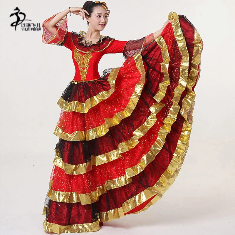 Платье для фламенко испанское платье танго 90/270/360 градусов юбки|spanish flamenco dress|flamenco