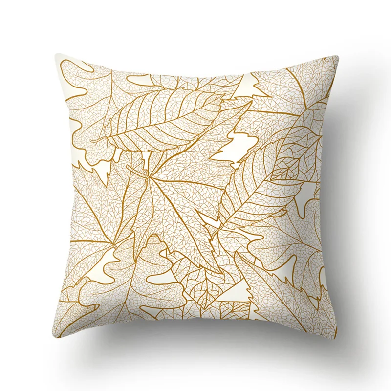 New Pillow Cases Leaf pattern Printed Pillow Case Cover Square 45cm*45cm Polyester Pillowcase Home Decorative zara*women 1pcs