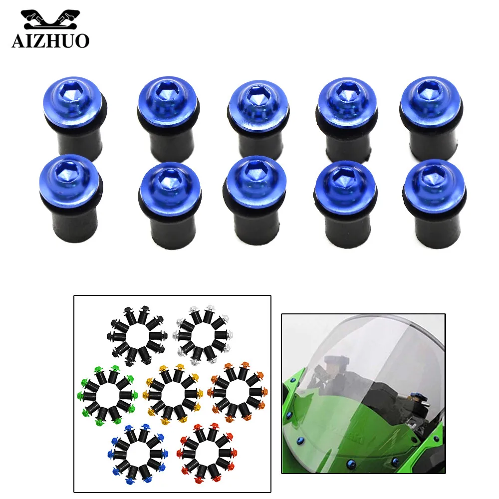 10pcs 5mm Motorcycle Windshiled Bolts Windscreen Spike Nuts For SUZUKI Bandit 650S GSF1200 1250 650 BANDIT GSX1400F KTM DUKE 390
