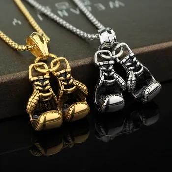 

Hip Hop Jewelry Women Men's Necklaces Boxing Glove Charms Chain Pair Pendants Sport Fitness Unisex Gift