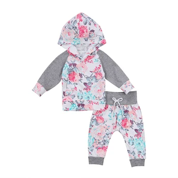 

2pcs Newborn Kid Baby Girl Clothes Set Flower Hooded Hoodies Tops Long Sleeve Pants Legging Outfits Cute Autumn Fashion New 2018