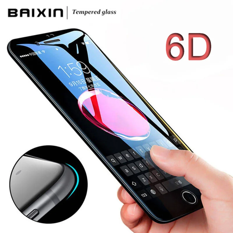 Baixin 6D защитное закаленное стекло твердость 9H для iphone 6 6s 7 8 plus X XR XS Max Защитная