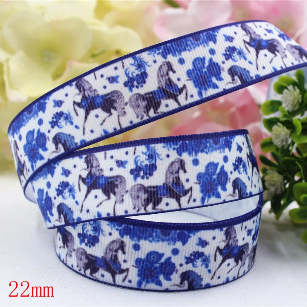 165311,(7/8")22mm 10yard/lot Aimal Horse Ribbons Thermal Transfer
