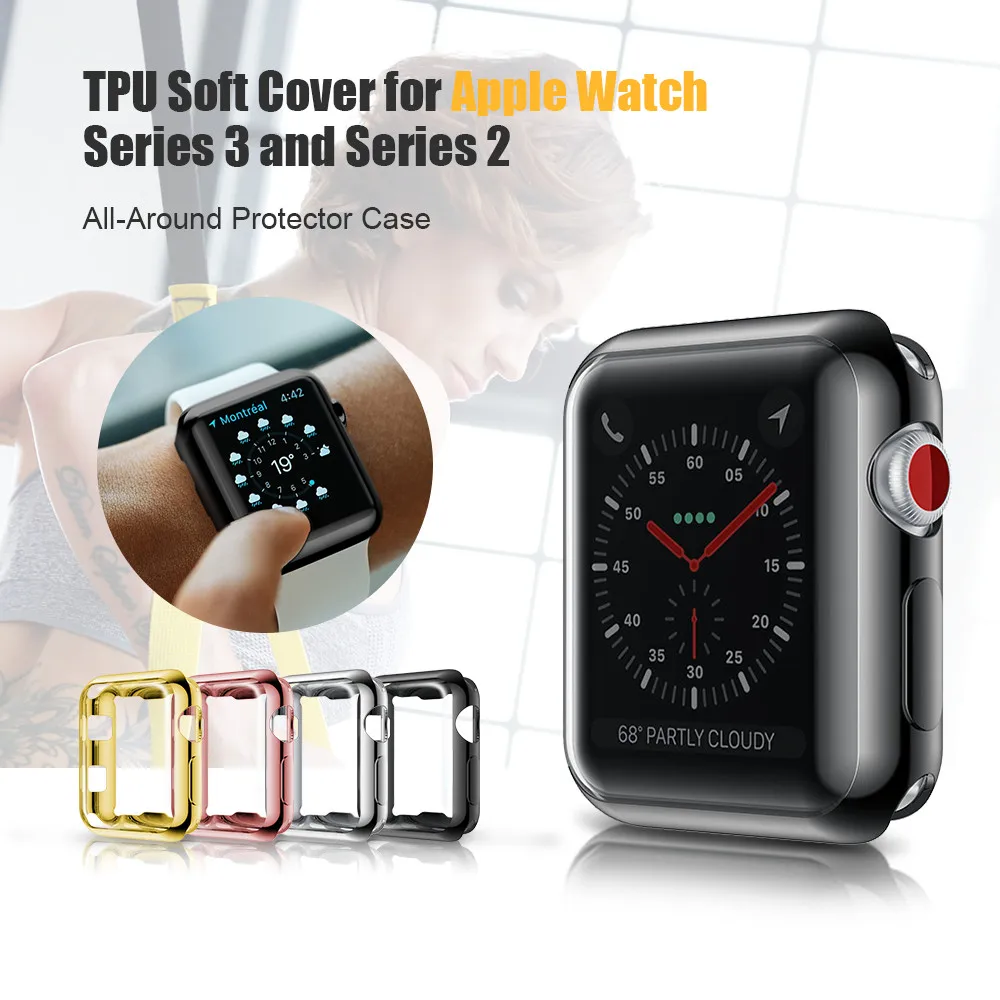 Transparent Cover for Apple Watch Case 38mm 42mm Plastic Soft Cover for Apple Watch Series 3 2 1 TPU Soft and Slim Protect Cover