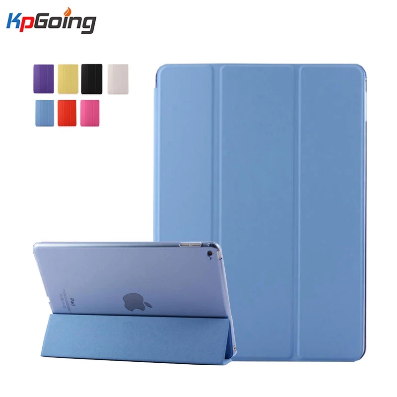 

Case for IPad Air 2 PU Leather Front Cover+ Transparent Clear Back Cover Stand Color Case for IPad Air 2 Folding Cover Fashion