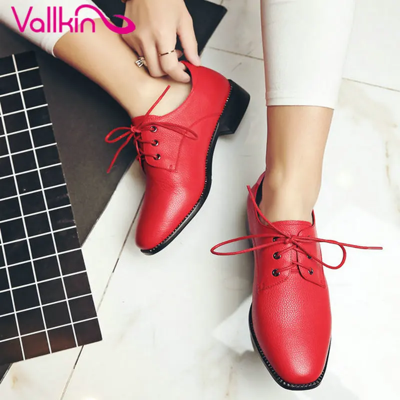 

VALLKIN 2017 British Style Women Pumps Square High Heel Spring Autumn Shoes Lace Up Causl Shoes Black OL Work Shoes Size 34-39
