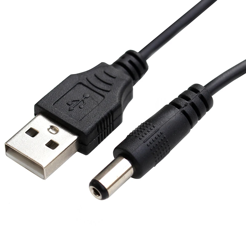 USB to 5.5 mm /2.1 mm 5 Volt DC Barrel Jack Power Cable