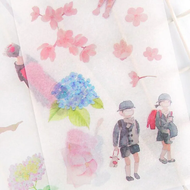 

6 / Sakura / Student Stationery Transparent Stickers Painting Outdoor Decoration Diy Diary Album Stickers Gift Decoration