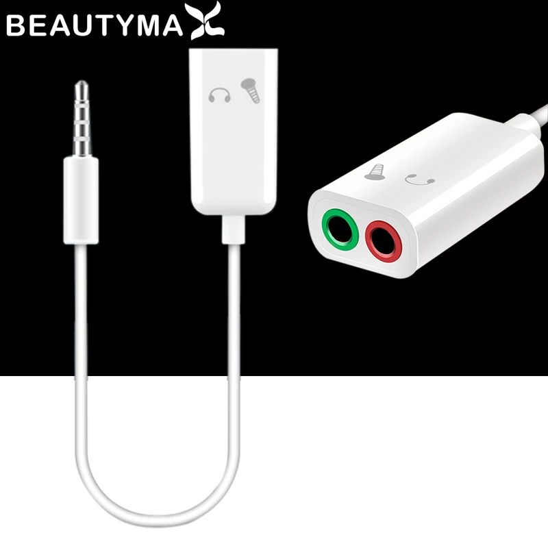 Koop Hoofdtelefoon microfoon splitter Audio kabel man vrouw 3.5mm jack Aux koptelefoon adapter voor iphone voor huawei p9 lite