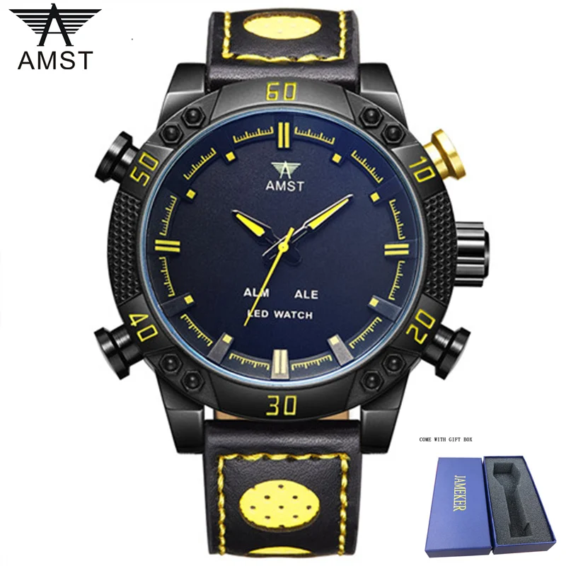 

AMST Mens Watches Top Brand Luxury Waterproof Led Digital Quartz Watch Man Sport Wrist Watch Men Waterproof Led Clock Male 2018