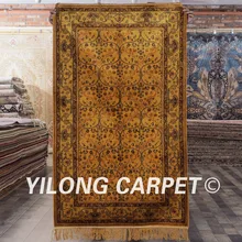YILONG 3'x5 старинной ручной работы тавризский шелк области Золотой ковер ручной работы ковры(YHW65GAB3x5