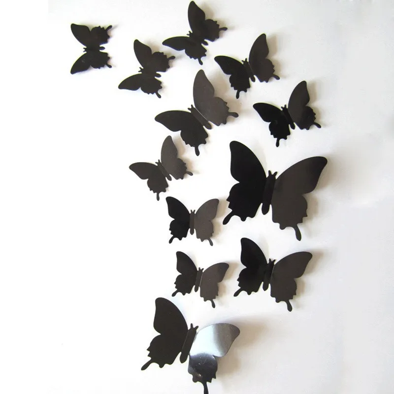 12 шт./компл. 3D наклейки на стену с бабочкой самоклеющиеся ПВХ украшения на стену для дома вечерние свадебные Adesivo де Parede Прямая поставка