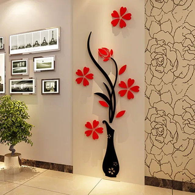 Fashion Diy Home Decor Vase Flower Tree Crystal Arcylic Wall Fashion Diy Home Decor Vase Flower Tree Crystal Arcylic Wall Stickers Vinyl Art Decal
