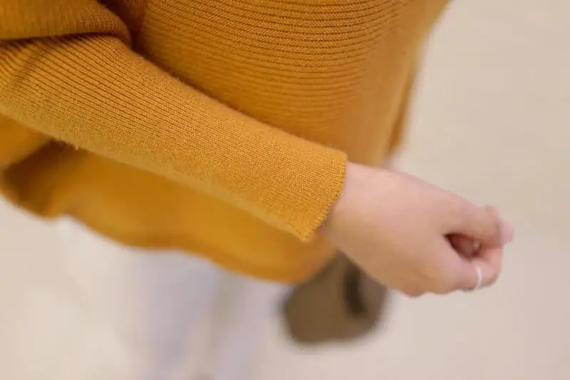 OHCLOTHING Весна Корейский женские низкий воротник свободно, размер свитер пуловер женский модная одежда для девочек пальто Твердые Топы