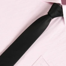 Мужской повседневный черный цельный галстук Простой Тонкий облегающий узкий галстук жениха Свадебная вечеринка деловой ГАЛСТУК SK608