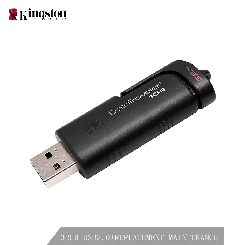 Kingston флешка новый USB Flash 32 Гб черный DT104 бизнес офисный автомобиль портативный Cle